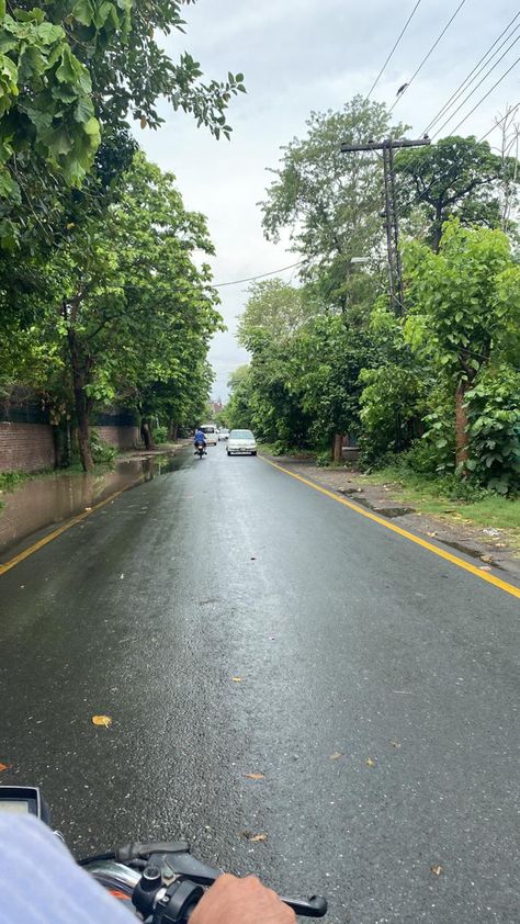 Rain In Lahore, Rain Photo, Enfield Classic, Model Town, Man Photography, Heavy Rain, Royal Enfield, Open Road, Sky Aesthetic