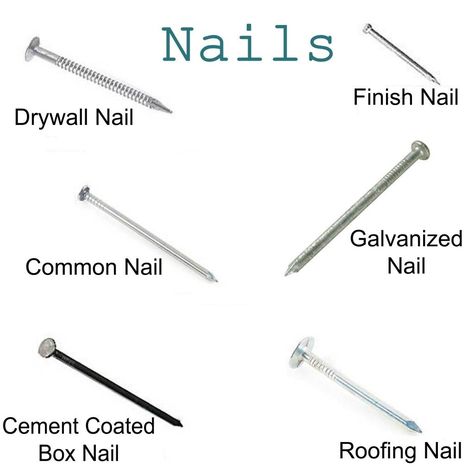 Roofing Nails, Different Types Of Nails, Woodworking Tools Storage, Nails And Screws, Screws And Bolts, Building Projects, Garage Tools, Diy Home Repair, Home Repairs