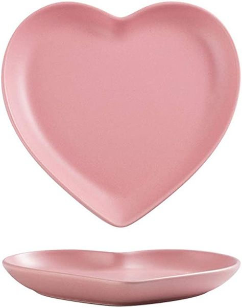 Kawaii Plates, Heart Shaped Plate, Cute Plates, Virtual Wishlist, Heart Plates, Bed Inspo, Pink Plate, Heart Plate, Ceramic Food