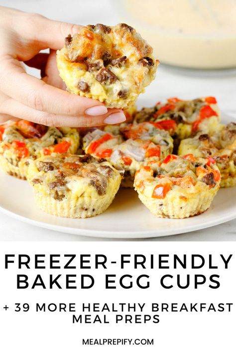 Bite-sized baked egg cups with sausage and vegetables served on a white plate, perfect for a healthy breakfast. Breakfast For School Mornings, Breakfast For School, Meal Prep For Breakfast, Breakfast Egg Cups, Baked Egg Muffins, Weekly Food Prep, Baked Egg Cups, Breakfast Meal Prep Ideas, Healthy Breakfast Meal Prep