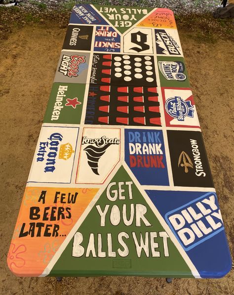 Beer Pong Table Painted Logos, Beer Pong Table For Boyfriend, Wooden Beer Pong Table, Ping Pong Table Painted Alcohol, Beer Pong Diy Table, Penn State Beer Pong Table, Frunk As Duck Pong Table, Id Tap That Beer Pong Table, Country Pong Table Painted