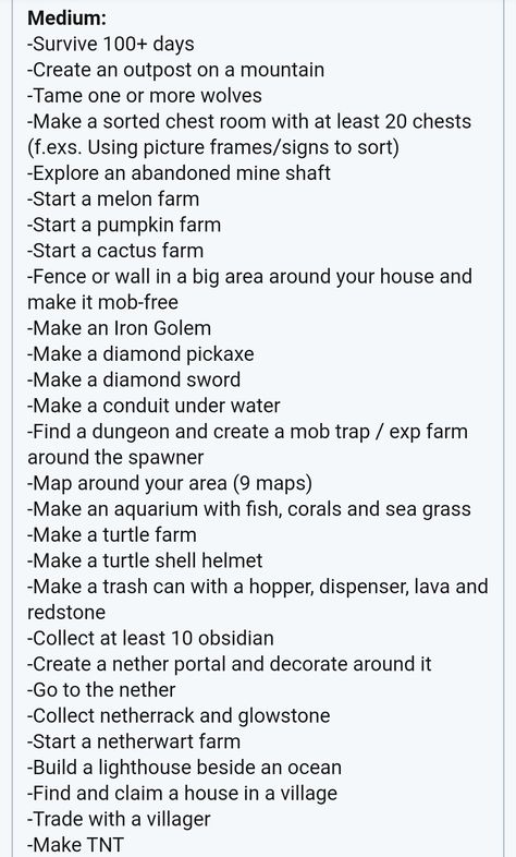 Goals For Minecraft, Minecraft 30 Day Challenge, Minecraft Challenges Ideas Survival, Minecraft 30 Day Build Challenge, Minecraft Building Ideas List Survival, Fun Things To Do In Minecraft Survival, Minecraft To Do List Survival, Minecraft Survival World Checklist, Things To Add To Your Minecraft World List