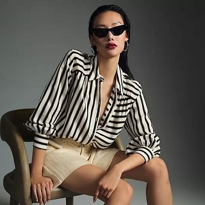 Striped Blouse Outfit, Black Striped Shirt, Formal Office, Stripe Outfits, Black And White Blouse, Work Wear Women, Black Turtleneck, Viscose Fabric, High Waisted Trousers