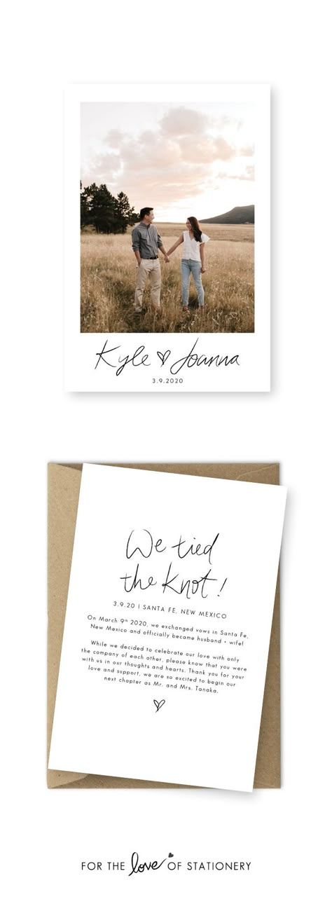 Elopement Cards, Engagement Announcement Cards, Simple Elopement, Shine Wedding Invitations, Wedding Elopement Ideas, Wedding Announcement Cards, Elopement Reception, Wedding Invitation Background, Elopement Announcement