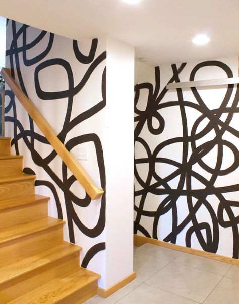 Diy Painting Wallpaper, Fun Walls, School Interiors, Garage Mural, Modern Room Design, Wall Paint Designs, French Home Decor, Painting Designs, Black And White Wallpaper