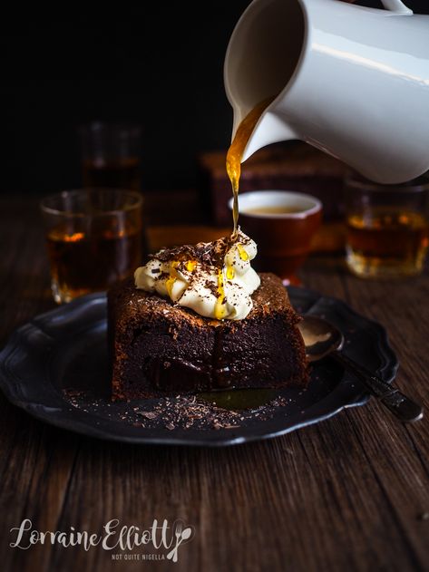 Chocolate Whisky Brownies With Whisky Butterscotch Sauce @ Not Quite Nigella Whiskey Dessert Recipes, Winter Desserts Fine Dining, Whisky Brownies, Courtney Williams, Whisky Cake, Whisky Sauce, Michelin Food, Scottish Christmas, Winter Dinner Party