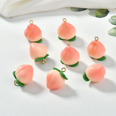 10100pcs Soft Ceramics Peach Charm Earring Charm Small | Etsy Geometric Jewelry Earrings, Clay Peach, Fruit Bracelet, Food Necklace, Peach Jewelry, Earring Small, Cute Peach, Fruit Necklace, Sweet Earrings