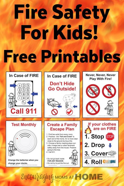 Make sure you go over fire safety with your kids! These free printables make it so easy to teach about fire safety including creating a family safety plan, stop drop, cover and roll, and more! Fire Safety Booklet, Fire Safety Games, Fire Safety Lesson Plans, Fire Safety Lessons, Fire Safety Preschool Crafts, Safety Lesson Plans, Fire Safety Rules, Fire Safety Free, Fire Safety Poster