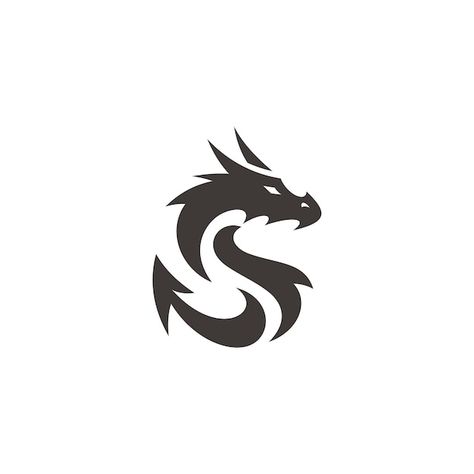 Logotipo de vector de ilustración de dra... | Premium Vector #Freepik #vector #bestia #dragon-chino #logo #ilustraciones-vectoriales Dragon Simple Design, Dragon Icon Logo, Dragon Head Silhouette, Dragon Logo Design Ideas, Dragon Illustration Simple, Naga Vector, Dragon Symbol Design, Logo Tato, Logo Design Dragon