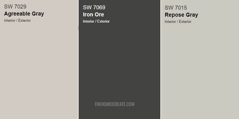 Iron Ore Sherwin Williams Fireplace Wall, Iron Ore Agreeable Gray, Agreeable Gray Walls Black Doors, City Loft And Iron Ore, Agreeable Grey And Iron Ore, Repose Gray With Iron Ore, Iron Ore Vs Iron Mountain Paint, Colors That Go With Iron Ore Sherwin Williams, Iron Ore Sherwin Williams Color Scheme