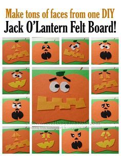 Make a Jack O'Lantern Felt Board by /amandaformaro/ Crafts by Amanda Felt Board Patterns, Crafts By Season, Flannel Board Stories, Felt Board Stories, Felt Stories, Halloween Preschool, Jack O'lantern, Felt Board, Theme Halloween