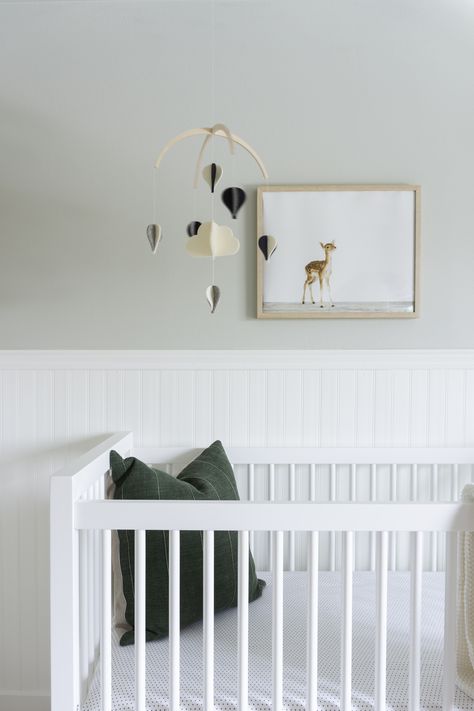 Nursery Room Panelling, Bead Board Nursery Boy, Panelling In Nursery, Beadboard Nursery Wall, Nursery Beadboard, Nursery Paneling, Nursery Wainscoting, Nursery Panelling, Beadboard Nursery