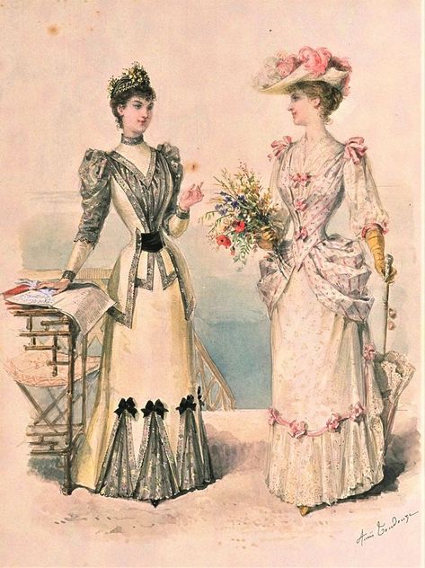 1898 Fashion Plate, 1895 Fashion Plate, 1890s Fashion Plates, 1895 Dress, Victorian Fashion Plates, 1895 Fashion, Belle Epoque Fashion, Era Victoria, 1899 Fashion