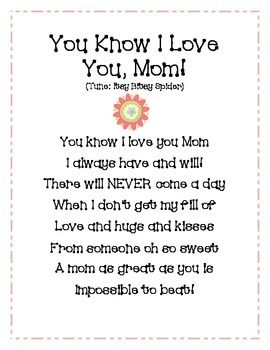 Mother's Day Activity and Song Mother Sayings, Songs Preschool, Happy Mothers Day Poem, Mothers Day Songs, School Song, Graduation Poems, Quotes For Mom, Storytime Ideas, Mothers Gifts