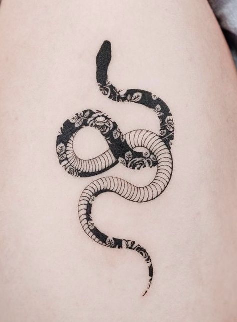 Snake Through Skull Tattoo, Korean Snake Tattoo, Hand Tattoos For Women Dragon, Serpent Collar Bone Tattoo, Yin And Yang Snake Tattoo, Snake Tummy Tattoo, Spooky Snake Tattoo, Snake Uterus Tattoo, Wraparound Ankle Tattoo