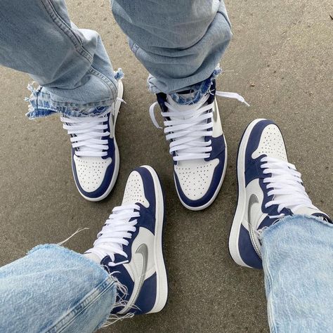 Matching Jordans Couples, Matching Shoes For Couples, Women High Top Sneakers, Couple Shoes, Silver Sneakers, Red Sneakers, Nike Air Jordan 1, Air Jordan 1 High, Jordan 1 High