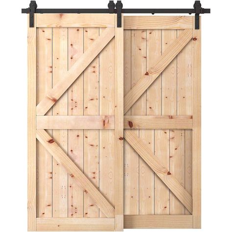 Closet Barn Doors, Sliding Barn Door Closet, Barnyard Door, Diy Closet Doors, Bypass Barn Door Hardware, Bypass Barn Door, Barn Door Closet, Door Plan, Diy Sliding Barn Door