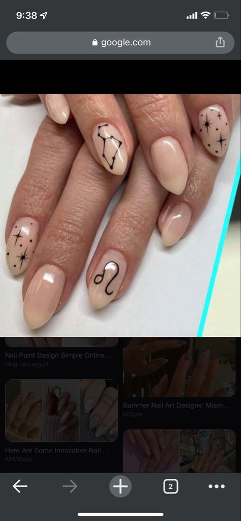 Short Capricorn Nails, Leo Constellation Nails, Cancerian Nail Art, Lion Nails Designs, Saggitarius Nail Designs, Sagittarius Inspired Nails, Leo Nails Designs, Leo Acrylic Nails, Libra Nail Art