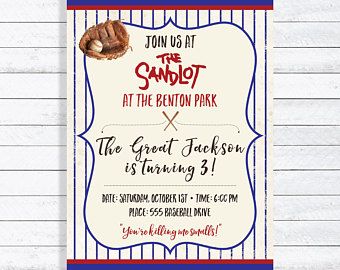 Sandlot Birthday Party Invitations, Sandlot Birthday Party, Sandlot Party, Sandlot Birthday, Sandlot Movie, Baseball Gender Reveal, Adam Lee, Thomas The Train Birthday Party, Twin First Birthday