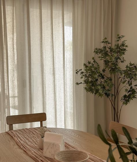 dreamiest light-filtering curtains in our dining room space brought to you by @homerilla_official!!! i can’t say enough great things about homerilla and their custom curtains. they are soft, lightweight, and keep their shape. these are the cloud linen sheer curtains, drape pleated in the shade “warm white” ☁️🤍 my exact ones are linked in my bio — use code “AURH12” for 12% off ✨ #sponsored #gifted #sheercurtains #linencurtains #livingroom #diningroom #neutralhome #cottagehome #neutraldecor ... Sheers Curtains Living Room, Linen Sheer Curtains, Sheer Linen Curtains, Dining Room Spaces, Curtains Living, Types Of Rooms, Pleated Curtains, Modern Country, Linen Curtains