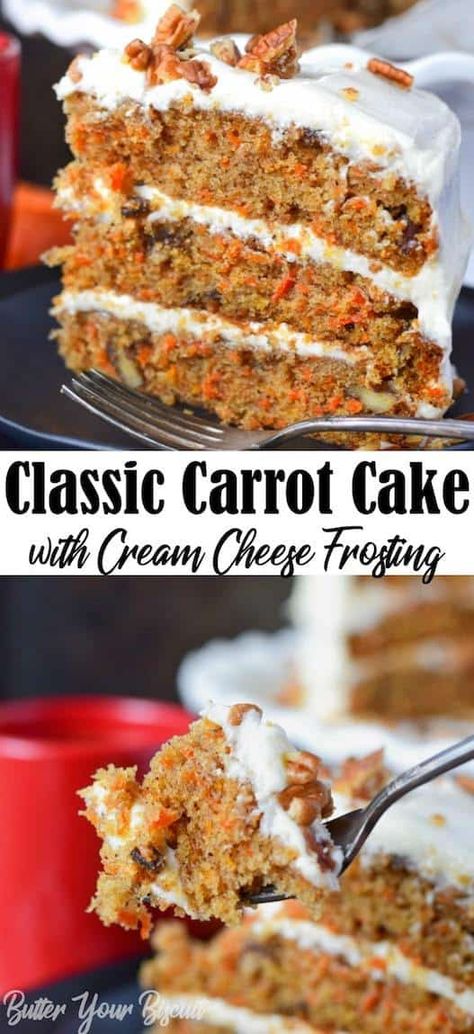 This Carrot Cake Recipe is easy to make, super moist and smothered in the most delicious cream cheese frosting! #carrotcake #dessert #cake Carrot Cake Frosting, Classic Carrot Cake, Recipe With Cream Cheese, Cream Cheese Frosting Cake, Homemade Carrot Cake, Carrot Cake With Cream Cheese, Carrot Cakes, Best Carrot Cake, Table Manners