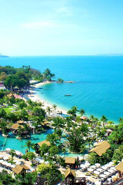 A view from beach resort, Pattaya, Thailand - Enjoy the blue ocean view Sanctuary Of Truth, Thailand Nightlife, Bangkok Guide, Tree Town, Pattaya City, City By The Sea, Koh Chang, Pattaya Thailand, Thailand Beaches