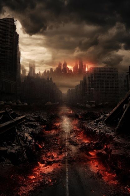 Um pôster do apocalipse mostra uma cidad... | Premium Photo #Freepik #photo #cidade-abandonada #desastre #apocalipse #terremoto Dystopian World, Savage Wallpapers, Jesus Second Coming, Cyberpunk City, Figure Photography, Portrait Images, Beautiful Nature Wallpaper, Background For Photography, Nature Wallpaper