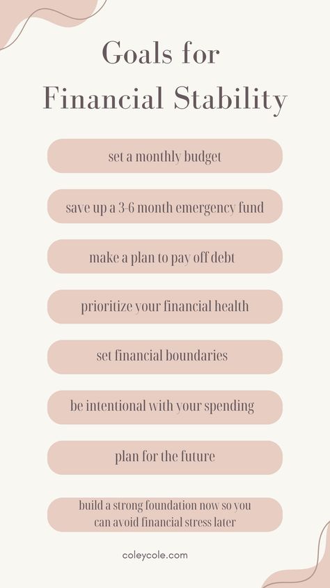 Build financial stability by setting goals that set a strong financial foundation. Budgeting, having an emergency fund, and paying off debt are a great start to financial freedom and stability. Prioritizing your financial health by setting financial boundaries and spending money intentionally help you build healthy financial habits that you can take into the future. Financial Goals Ideas Personal Finance, Finance Goals Ideas, Dream Mapping, Financial Goals Ideas, Financial Boundaries, Debt Quote, Financial Discipline, Financial Foundation, Financial Savings