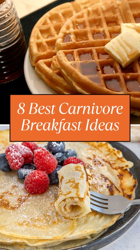 The best carnivore breakfast recipes! Easy, tasty and carnivore friendly. Follow me for more amazing carnivore breakfast recipes! Pin this page for later. Perfect for keto and low carb diet too! Carnivor Diet Breakfast, Easy Carnivore Breakfast, Meat And Eggs Diet Keto Premade Breakfast, Foods To Eat On Carnivore Diet, Carnivore Diet Pancakes, Carnivore Omlet, Carnivore Diet For Diabetics, Ketovore Breakfast Ideas, Carnivore Diet Burgers, Carnivore Pancakes Recipe, Easy Carnivore Diet Recipes