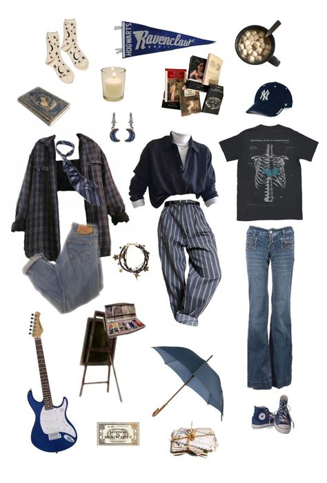 Cute Ravenclaw Outfits, Modern Ravenclaw, Ravenclaw Academia, Ravenclaw Aesthetic Outfit, Ravenclaw Outfit Aesthetic, Ravenclaw Outfit, Hogwarts Outfits, Academia Aesthetics, Ravenclaw Aesthetic