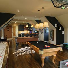 basement by Dewson Construction Company Attic Game Room, Bonus Room Design, Bar Deco, Basement Games, Man Cave Design, Game Room Basement, Game Room Family, House Games, Video Game Rooms