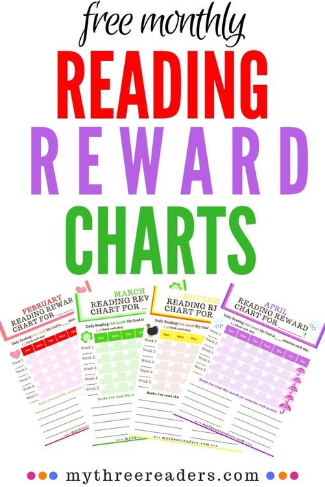 Reading Reward Charts for kids - FREE for this month & 12 more for each month of the year! Super cute reading incentive chart for kids to motivate beginning readers. #reading #teachingreading #rewardchart #rewardsystem Reward Charts For Kids, Incentive Ideas, Feeding Newborn, Reading Rewards, Rewards Chart, Reading Incentives, Child Nutrition, Incentive Chart, Goal Charts