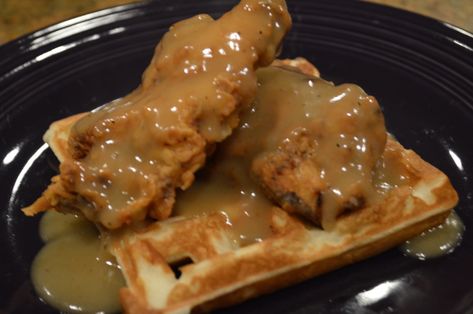 Chicken and Waffles…Oh and Some Maple Gravy… | The REAL Housewife of Suburbia Waffle Syrup Recipe, Maple Gravy, Maple Syrup Chicken, Maple Chicken, Maple Syrup Recipes, Fried Chicken And Waffles, Sauce For Chicken, Chicken And Waffles, Waffle Recipes