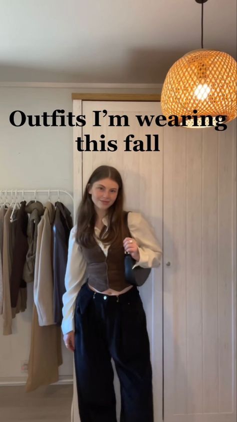 Brown Blazer Outfit Aesthetic, Button Vest Outfits Aesthetic, Light Academia Outfit With Jeans, White Waist Coat Outfit Women, Women In Waistcoats Aesthetic, Brown Suit Vest Outfits For Women, Suit Vest Outfits Aesthetic, Dark Academia Outfit Vest, Waistcoat Styling Women