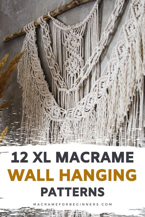 Large Macrame Wall Hanging Tutorial, Large Macrame Wall Hanging Pattern, Big Macrame Wall Hanging, Macrame Wall Hanging Pattern Free, Macrame For Beginners, Basic Knots, Macrame Inspiration, Macrame Wall Hanging Tutorial, Macrame Wall Hanger