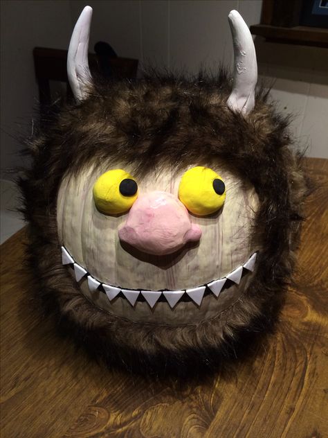 DIY pumpkin decorating idea. Where the Wild Things Are Where The Wild Things Are Pumpkin, Disney Pumpkins, No Carve Pumpkin Decorating Ideas, October Pumpkins, Painted Pumpkin Ideas, Book Character Pumpkins, Story Book Pumpkin, Pumkin Decoration, Pumpkin Decorating Diy