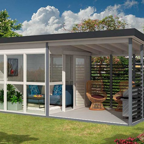 New Today -  10 Amazing Cabin Kits You Can Buy On Amazon metrogaragedoor.com Tiny House Kits, Backyard Guest Houses, Pre Fab Tiny House, Studio Cabin, Diy Tiny House, Backyard House, Backyard Studio, A Small House, Cabin Kits