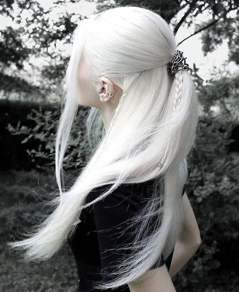 White Hair Aesthetic, Era Victoria, Long White Hair, White Hair Color, Hair Aesthetic, Gambar Figur, Hair Reference, Aesthetic Hair, Silver Hair