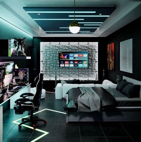 Gaming Room Setup Bedrooms, Gamer Room Design, Games Room Inspiration, Tech Room, Gamer Bedroom, Small Game Rooms, Gamer Room Decor, Chill Room, Boy Bedroom Design