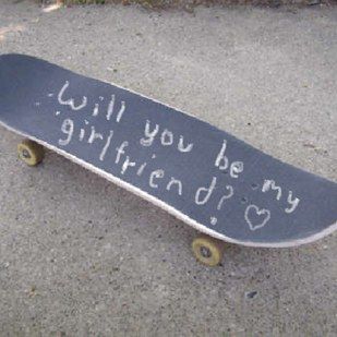 Seriously, writing it out seems to be quite charming. | 17 Sickeningly Romantic Ways To Ask Out Your Crush Be My Girlfriend, Will You Be My Girlfriend, Skate Aesthetic, Skater Vibes, Skateboard Aesthetic, Ask Out, Skater Boys, Skater Aesthetic, Desen Anime