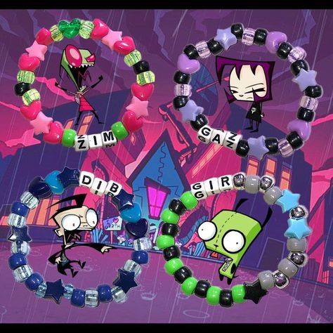 2000s Nickelodeon, Scene Kandi, Invader Zim Gir, Zim Gir, Pulseras Kandi, Jhonen Vasquez, Diy Kandi Bracelets, Pony Bead Bracelets, Diy Kandi