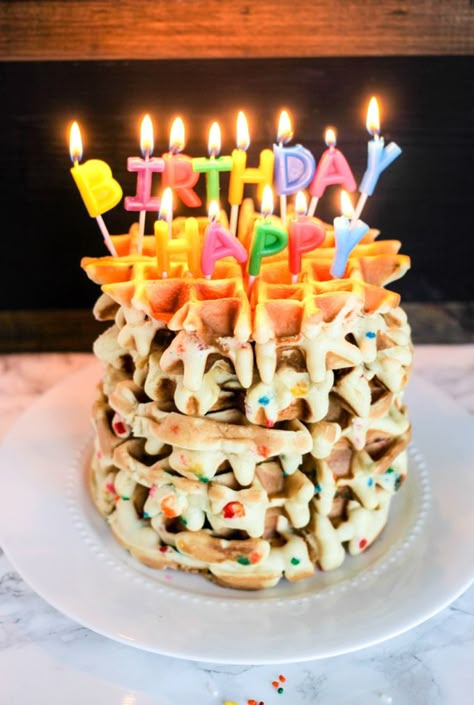 Funfetti Birthday Waffles are the best birthday breakfast a kid could imagine! Birthday Waffles, Birthday Breakfast For Husband, Birthday Breakfast Ideas, Funfetti Birthday, Breakfast Birthday, Birthday Morning, Birthday Traditions, Birthday Breakfast, Breakfast Waffles