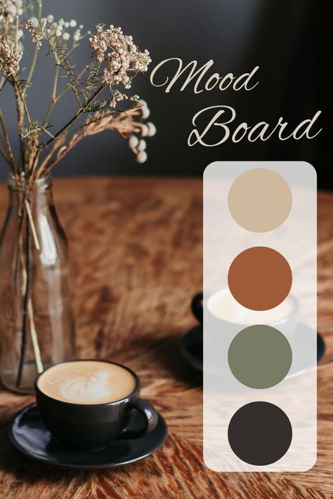 Coffee Aesthetic Color Palette, Bakery Color Palette Colour Schemes, Bakery Mood Board, Restaurant Color Scheme, Coffee Color Aesthetic, Coffee Shop Mood Board, Cafe Mood Board, Coffee Shop Color Palette, Coffee Mood Board