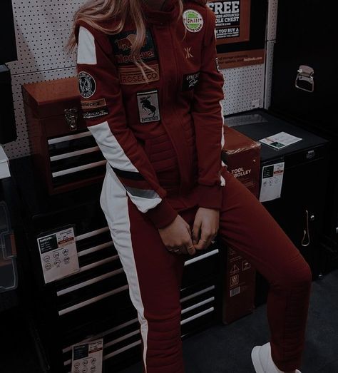 Female Racer Aesthetic, Beatrice Martin, Female Racers, Race Outfit, Dirty Air, Racing Girl, Racing Suit, Track Suit, Aesthetic Women