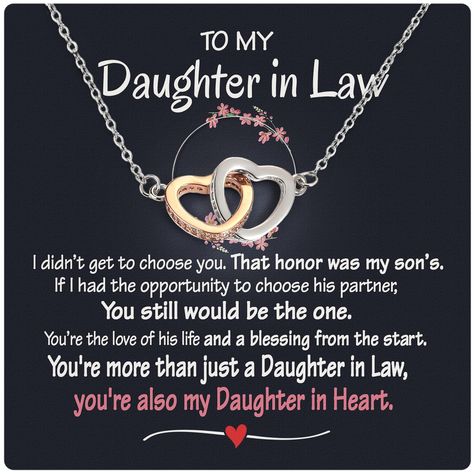 PRICES MAY VARY. A Welcome Addition – Invite her into your clan with open arms. Your daughter in law wedding gift is a symbol of acceptance wrapped with kind quotes by Larvincy. Leave No Doubt – Show her how much light she adds to your family with daughter in law gift ideas from the heart. Your 14k gold-plated charm is nestled in a beautiful box to illuminate your affection. A Piece of You – Your sons and their wife share a home in your heart. Make them both feel loved thanks to daughter in law Gifts For Daughter In Law, In Law Gift Ideas, Daughter In Law Birthday, Daughter In Law Quotes, Law Jewelry, To My Daughter In Law, Love My Son Quotes, Birthday Gifts For Daughter, Kind Quotes