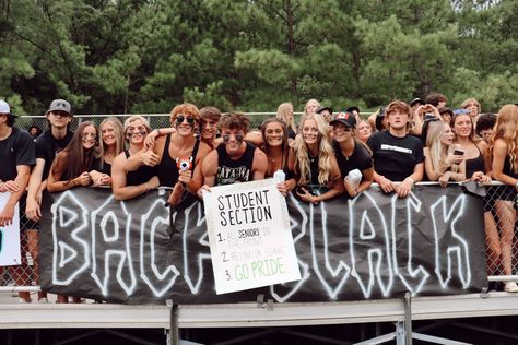 Senior Black Out Day, Rockstar Football Game Theme, Paint Up Football Game Theme, Rowdy Crowd Themes, White Out Basketball Game Outfit, Students Section Themes, Black Out Ideas For Football Games, High School Game Themes, All Black Football Game Outfit