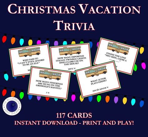 Christmas Vacation Trivia | Movie Trivia | National Lampoon's Christmas Vacation Movie Game | Christmas Party Game | Printable Trivia Christmas Vacation Trivia With Answers, National Lampoon Christmas Party, Christmas Vacation Trivia, Christmas Vacation Party Ideas, National Lampoons Christmas Party Ideas, Griswold Family Christmas Party, Christmas Vacation Costumes, National Lampoons Christmas Vacation Movie, Party Movie Night