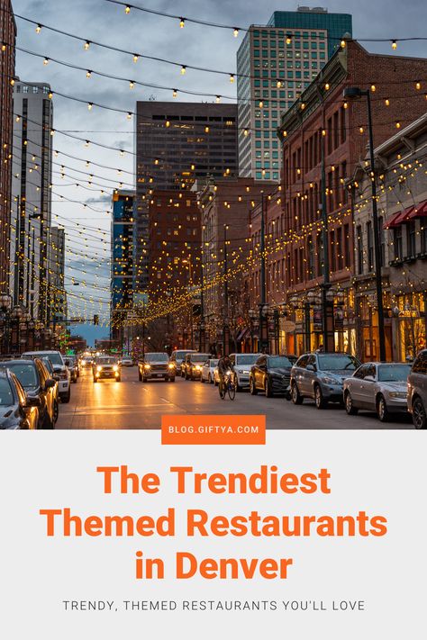 11 of the Trendiest Themed Restaurants in Denver, Colorado | Gift Ya is the gift giving company that's revolutionizing the way you give gifts | In fact, give the gift of food to your loved ones in Denver with the trendiest restaurants in Denver | Denver themed restaurants | Colorado restaurants | where to eat in Colorado | where to eat in Denver | Going out to dinner in Denver | dinner in Denver #denver #denverrestaurants Best Denver Restaurants, Best Places To Eat In Denver Co, Downtown Denver Restaurants, Denver Brunch, Jazz Restaurant, Colorado Restaurants, Denver Trip, Restaurants For Birthdays, Denver Restaurants