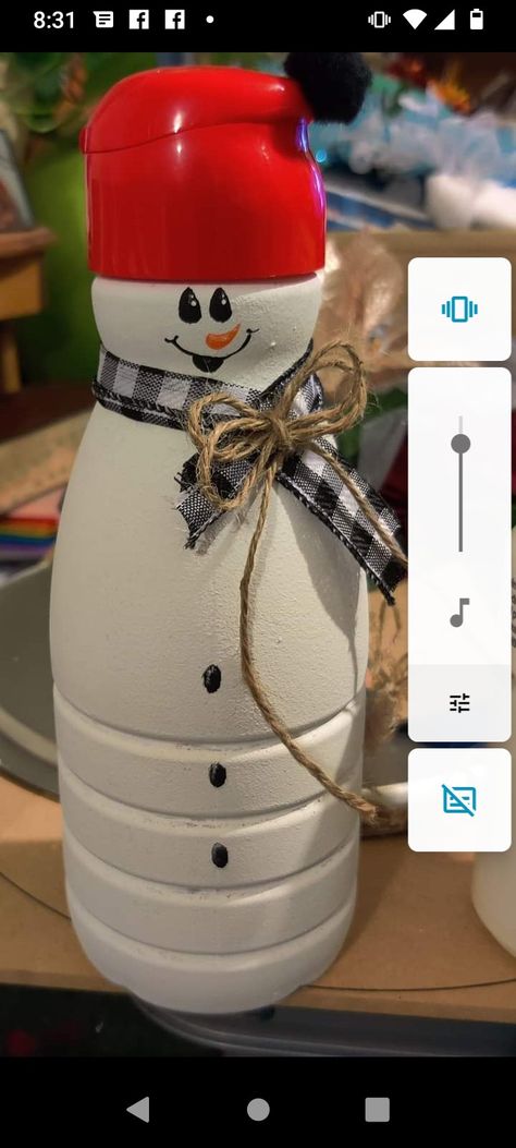 Snowman Out Of Creamer Bottle, Snowman Out Of Coffee Creamer Bottle, Crafts Made From Coffee Creamer Bottles, Coffee Creamer Snowman Craft, Snowman Coffee Creamer Bottles, Coffee Creamer Snowman, Creamer Bottle Snowman, Creamer Bottle Gnomes, Coffee Creamer Bottle Crafts Christmas