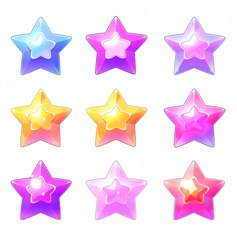 Premium Photo | A set of four different colored gems with stars generative ai Star Moodboard, Crystals Art Drawing, Jewelry Sketches, Watermark Ideas, Vtuber Assets, Gem Drawing, Ui Game, 3d Star, Jewellery Sketches